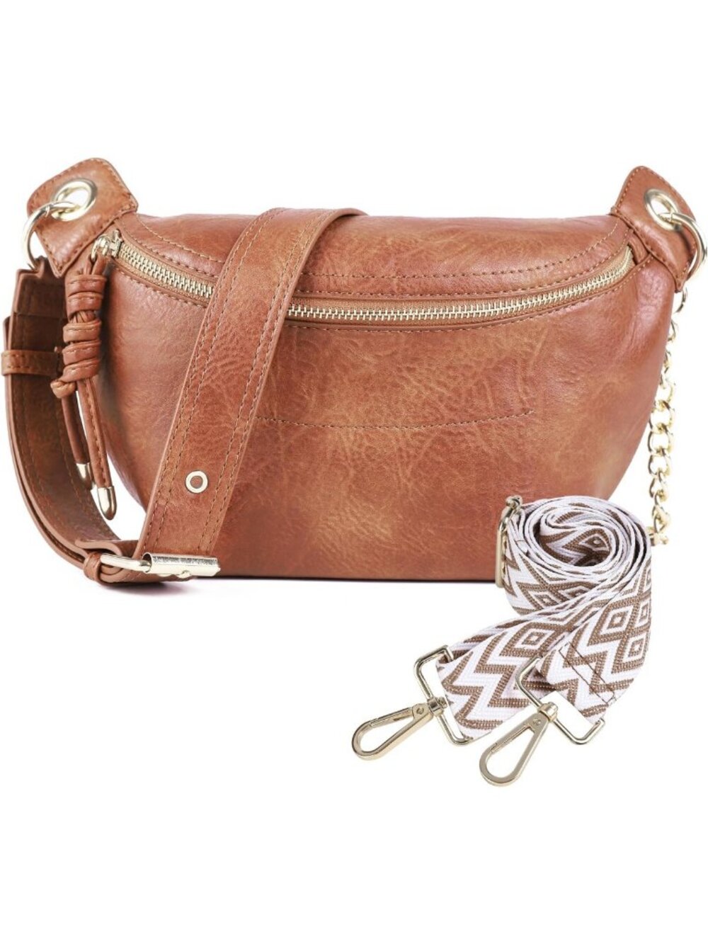 Stylish Women's Fanny Pack Waist Bag - Versatile Crossbody & Chest Purse, Brown